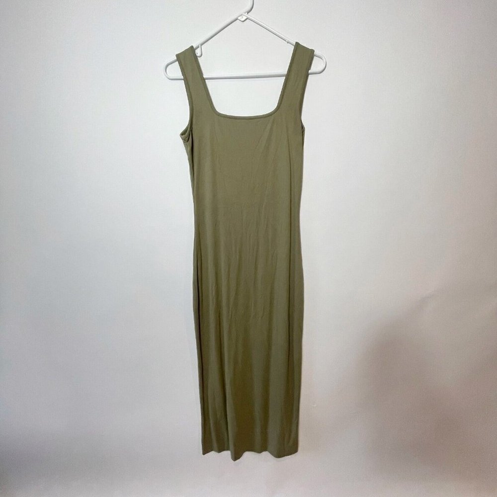 Meshki Jhene Tank Midaxi Dress Moss Green M Lined Square Neck Stretch Sleeveless